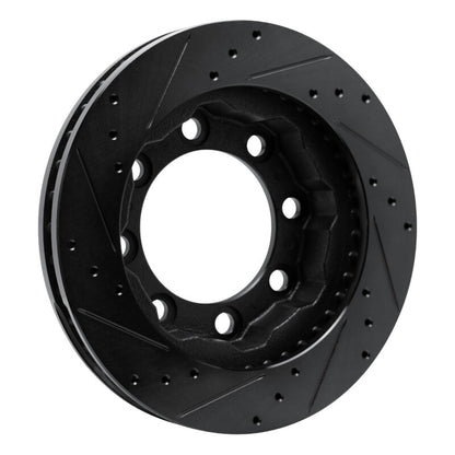 R1 Concepts R1 77-93 Chevrolet V30 & V3500 Pickup Front Right Drilled & Slotted Black Brake Rotor