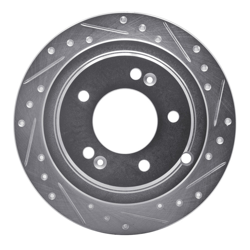 R1 Concepts R1 04-06 Kia AMANTI Rear Right Drilled & Slotted Silver Brake Rotor