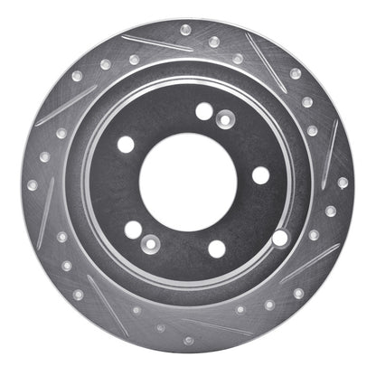 R1 Concepts R1 04-06 Kia AMANTI Rear Right Drilled & Slotted Silver Brake Rotor