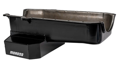 Moroso 86-Up Chevrolet Small Block (w/1 Pc Rear Main Seal) Wet Sump 7qt 7.5in Steel Oil Pan - Black