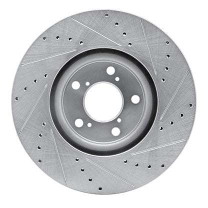R1 Concepts R1 07-20 Acura MDX Front Left Drilled & Slotted Silver Brake Rotor