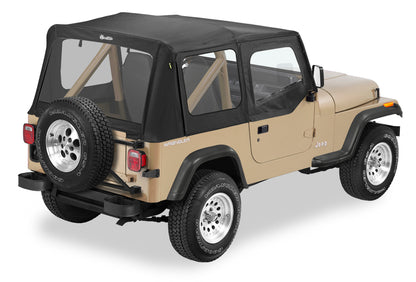 Bestop 88-95 Jeep Wrangler YJ Replace A-Top (Blk Sailcloth Clear Windows Upper Door Skins )