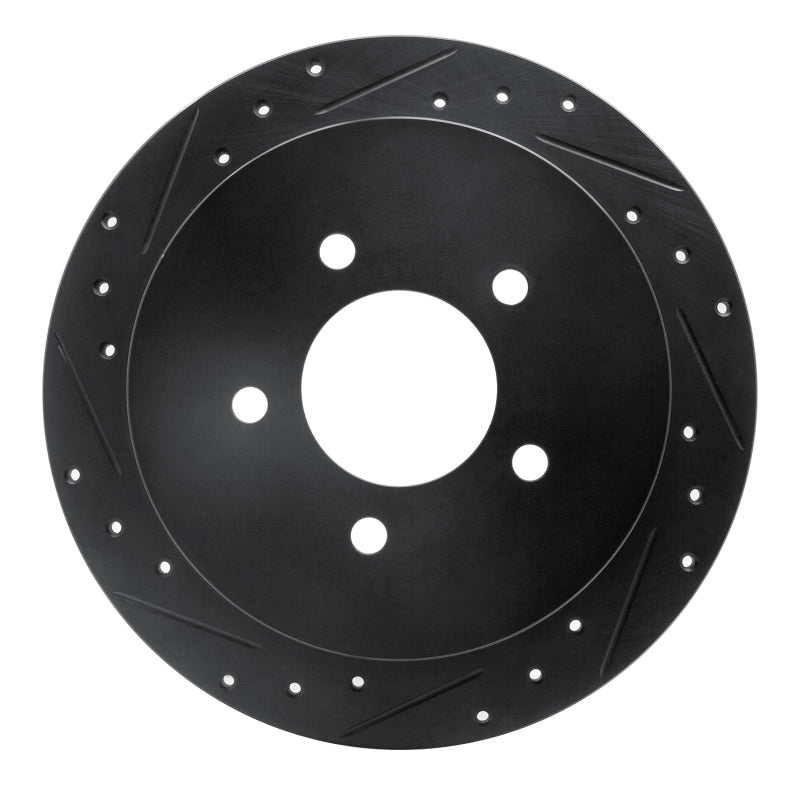 R1 Concepts R1 97-04 Ford F-150 RWD Rear Left Drilled & Slotted Black Brake Rotor