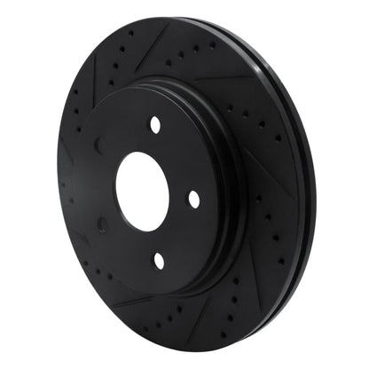R1 Concepts R1 08-12 Jeep J8 Front Left Drilled & Slotted Black Brake Rotor