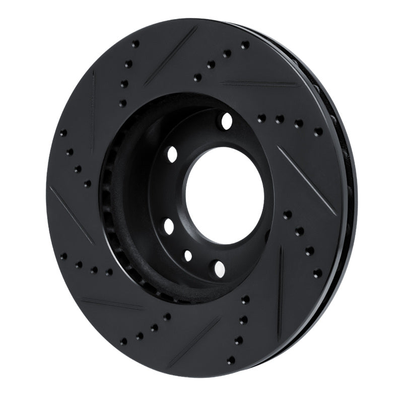 R1 Concepts R1 06-25 American Coach Patriot Front Right Drilled & Slotted Black Brake Rotor