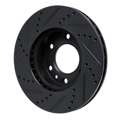 R1 Concepts R1 06-25 American Coach Patriot Front Right Drilled & Slotted Black Brake Rotor