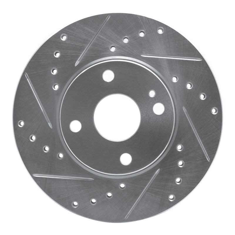 R1 Concepts R1 94-02 Mazda Miata Front Left Drilled & Slotted Silver Brake Rotor
