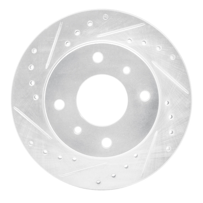 R1 Concepts R1 89-96 Nissan 240SX Front Left Drilled & Slotted Silver Brake Rotor