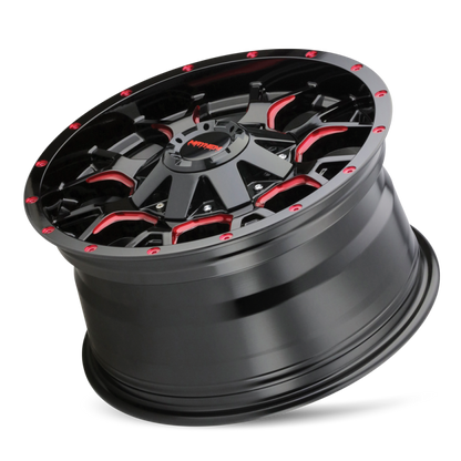 Mayhem 8015 Warrior 20x9 / 6x135 BP / 0mm Offset / 106mm Hub Black w/ Prism Red Wheel
