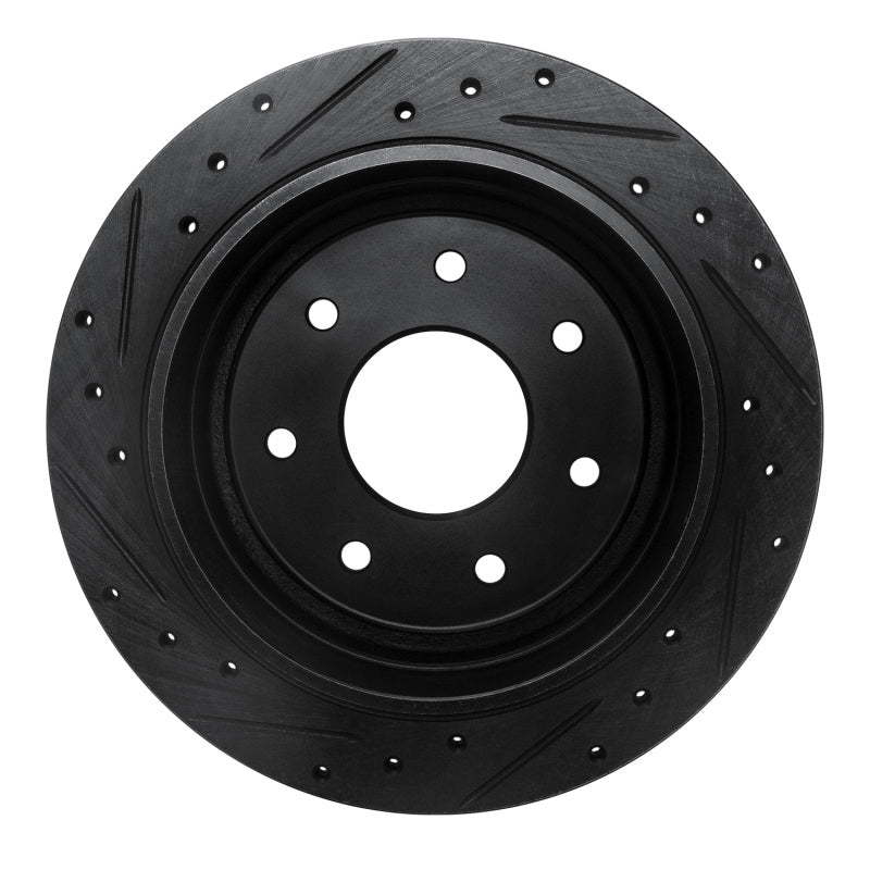 R1 Concepts R1 97-04 Ford F-150 4WD Rear Right Drilled & Slotted Black Brake Rotor