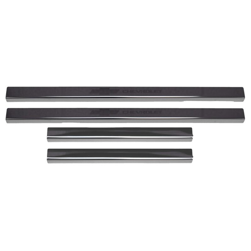 Putco 14-18 Chevy Silv LD - Double Cab w/ CHEVROLET Etching (8pcs) Black Platinum Door Sills
