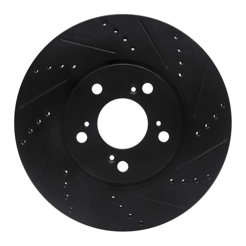 R1 Concepts R1 14-20 Acura RLX Front Right Drilled & Slotted Black Brake Rotor