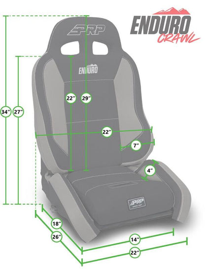 PRP Seats PRP EnduroCrawl Reclining Suspension Seat - Black Suede - Passenger