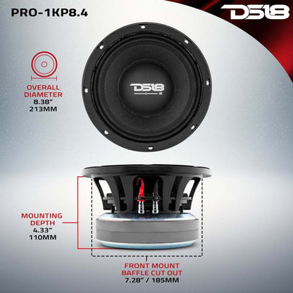 DS18 8in 1000 Watts RMS 4 ohm Mid-Bass Loudspeaker