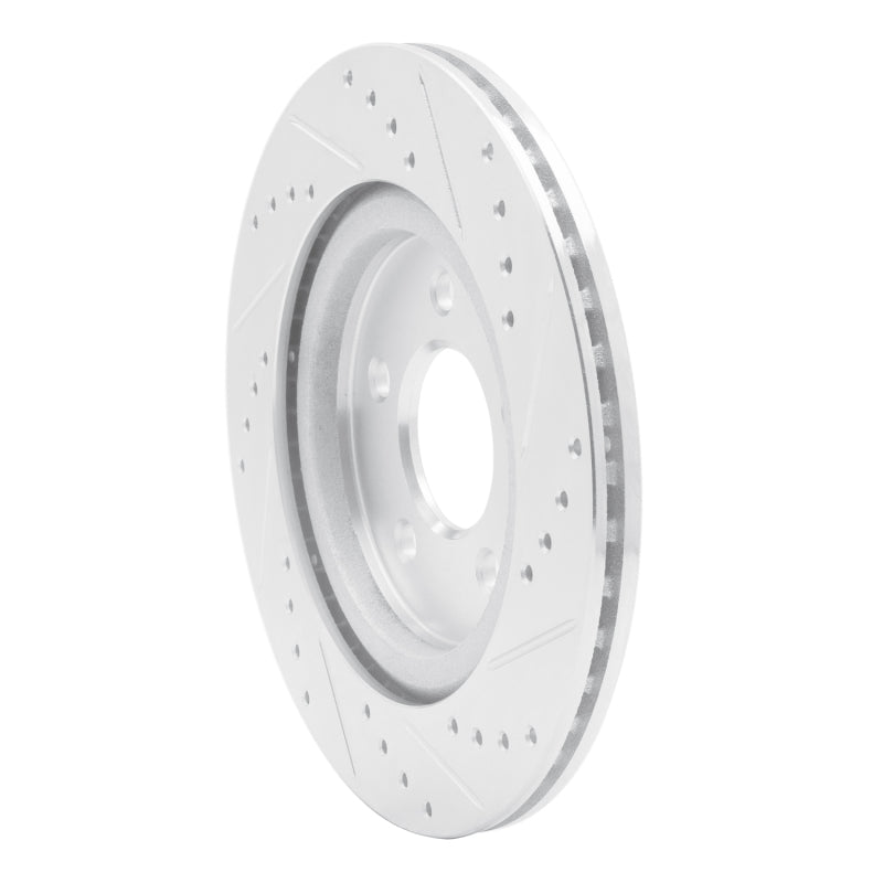R1 Concepts R1 05-14 Ford Mustang Rear Left Drilled & Slotted Silver Brake Rotor