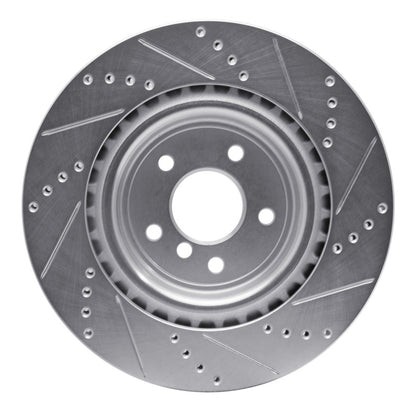 R1 Concepts R1 16-24 Jaguar XF Rear Left Drilled & Slotted Silver Brake Rotor