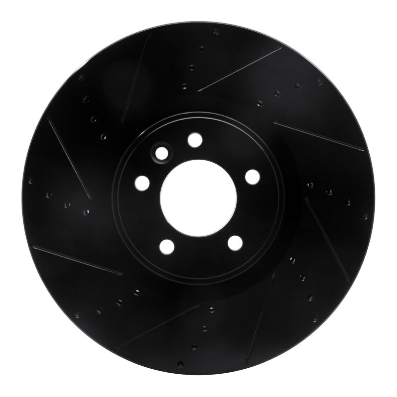 R1 Concepts R1 2010-2017 Land Rover Range Rover Front Left Drilled & Slotted Black Brake Rotor