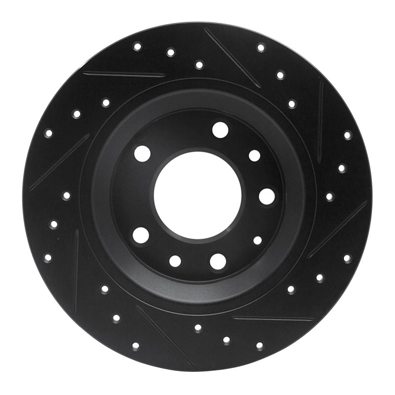 R1 Concepts R1 98-15 Ford Fusion Rear Left Drilled & Slotted Black Brake Rotor