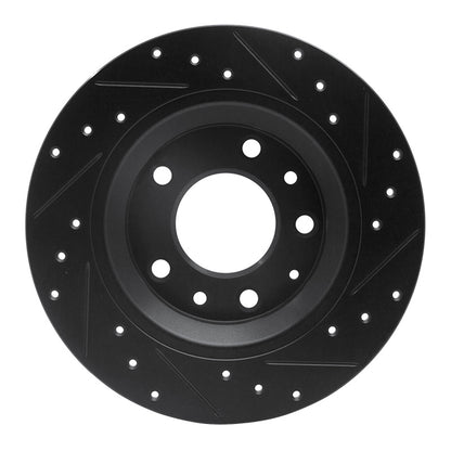 R1 Concepts R1 98-15 Ford Fusion Rear Left Drilled & Slotted Black Brake Rotor