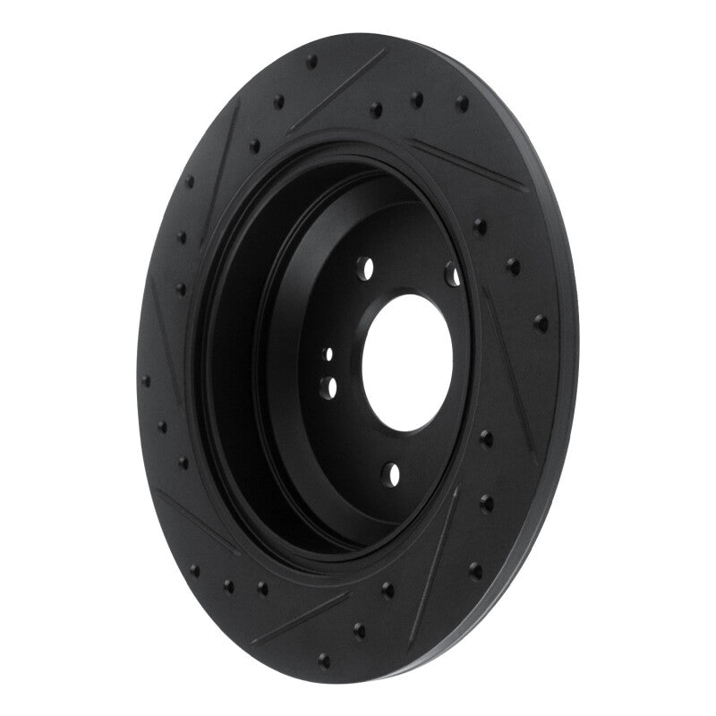 R1 Concepts R1 18-23 Genesis G70 Rear Right Drilled & Slotted Black Brake Rotor