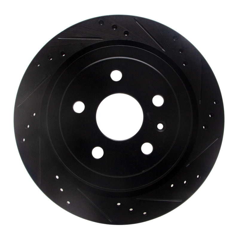 R1 Concepts R1 08-19 Cadillac CTS Rear Right Drilled & Slotted Black Brake Rotor