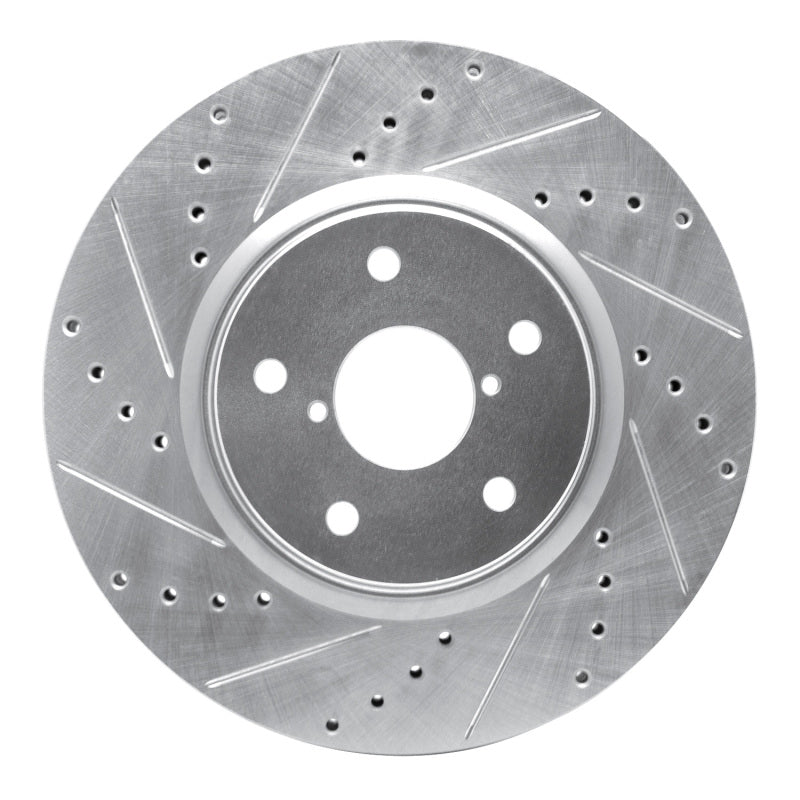 R1 Concepts R1 06-21 Subaru Legacy Front Left Drilled & Slotted Silver Brake Rotor