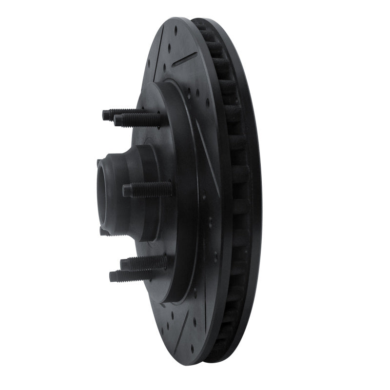 R1 Concepts R1 97-02 Ford F-250 2WD (Excl Super Duty) Front Left Drilled & Slotted Black Brake Rotor