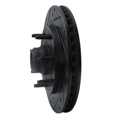 R1 Concepts R1 97-02 Ford F-250 2WD (Excl Super Duty) Front Left Drilled & Slotted Black Brake Rotor