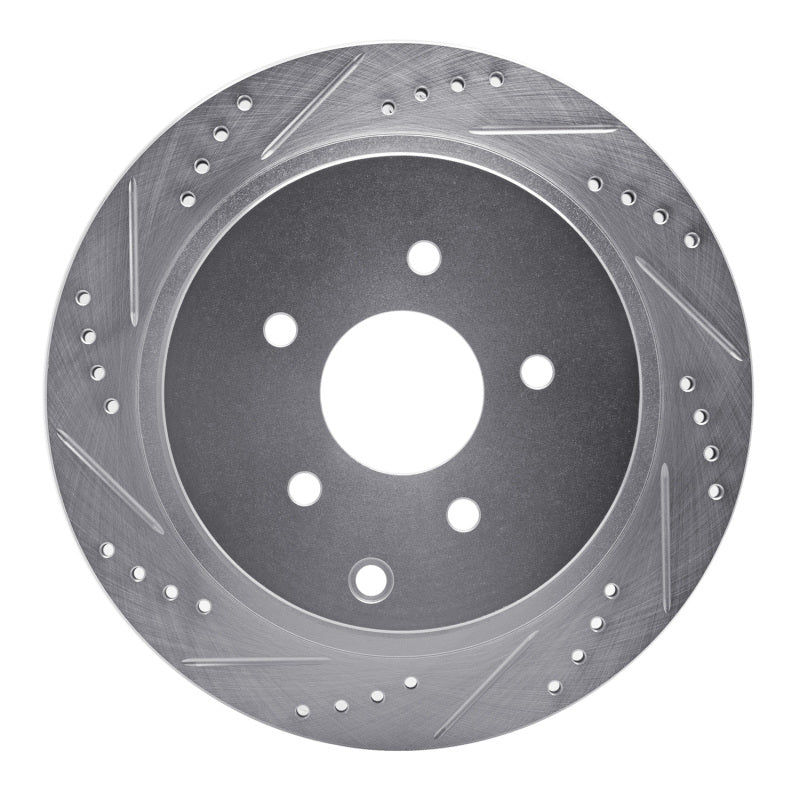 R1 Concepts R1 03-24 Infiniti FX45 Rear Left Drilled & Slotted Silver Brake Rotor