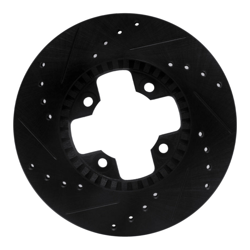 R1 Concepts R1 79-83 Nissan 280ZX Front Right Drilled & Slotted Black Brake Rotor