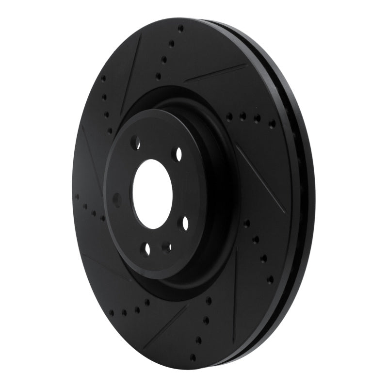 R1 Concepts R1 12-20 Audi A6 (USA/Canada) Front Left Drilled & Slotted Black Brake Rotor
