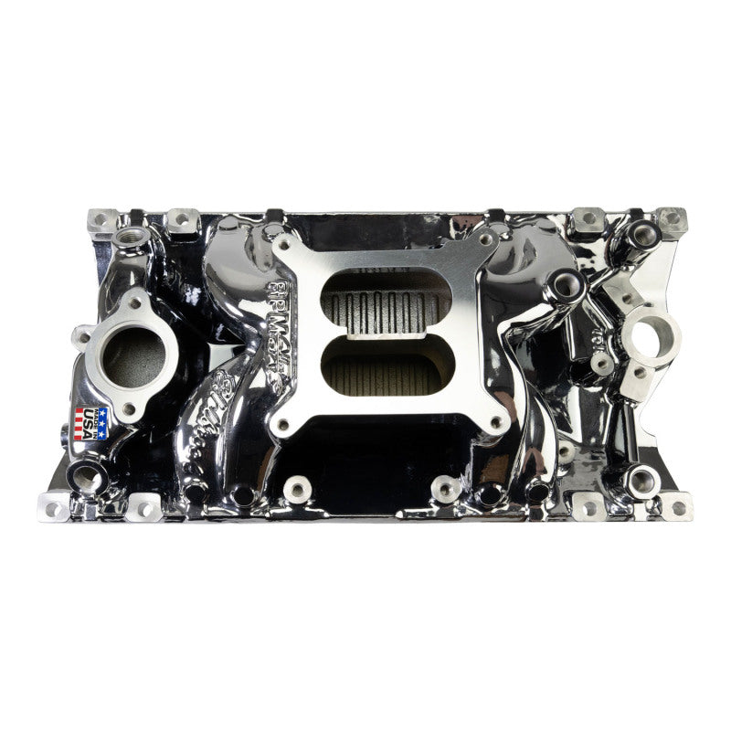 Edelbrock RPM Air-Gap Manifold for Small-Block Chevy Vortec - Chrome Plasma