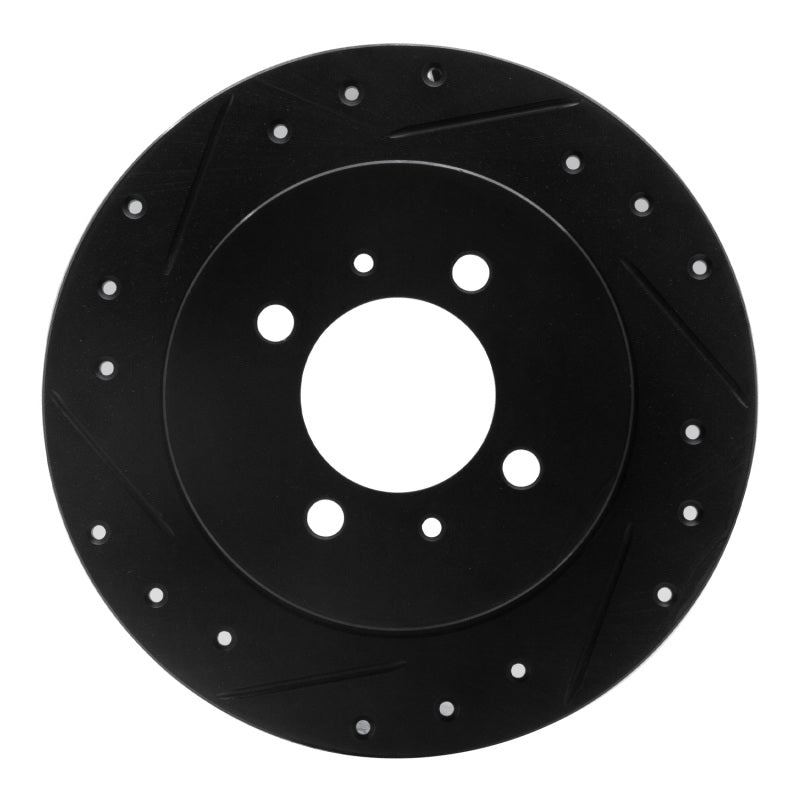 R1 Concepts R1 91-94 Nissan Sentra Rear Left Drilled & Slotted Black Brake Rotor
