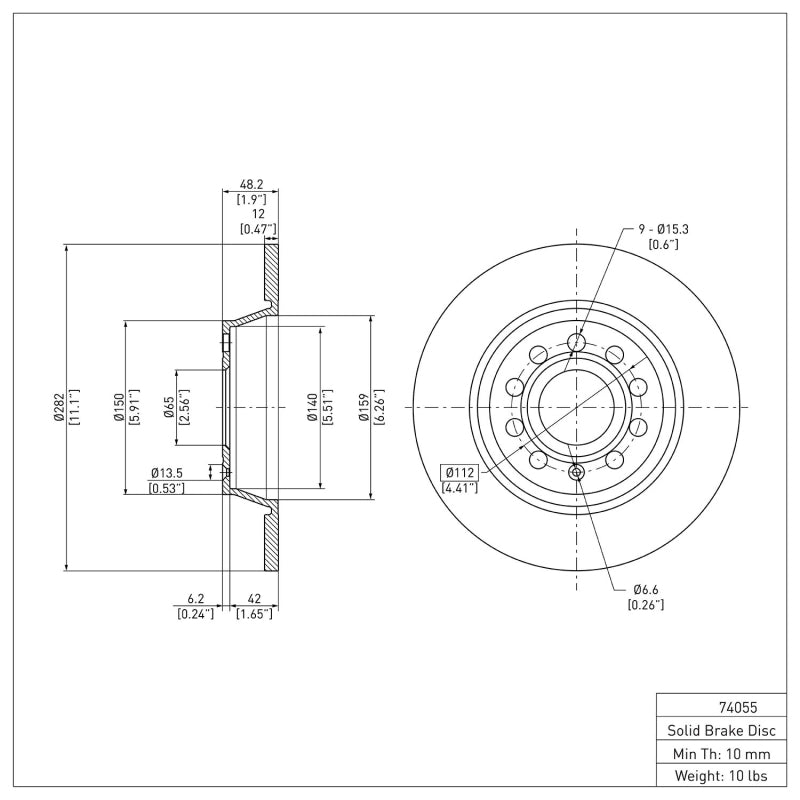 DFC 05-18 Audi A3 Quattro Rear Brake Rotor