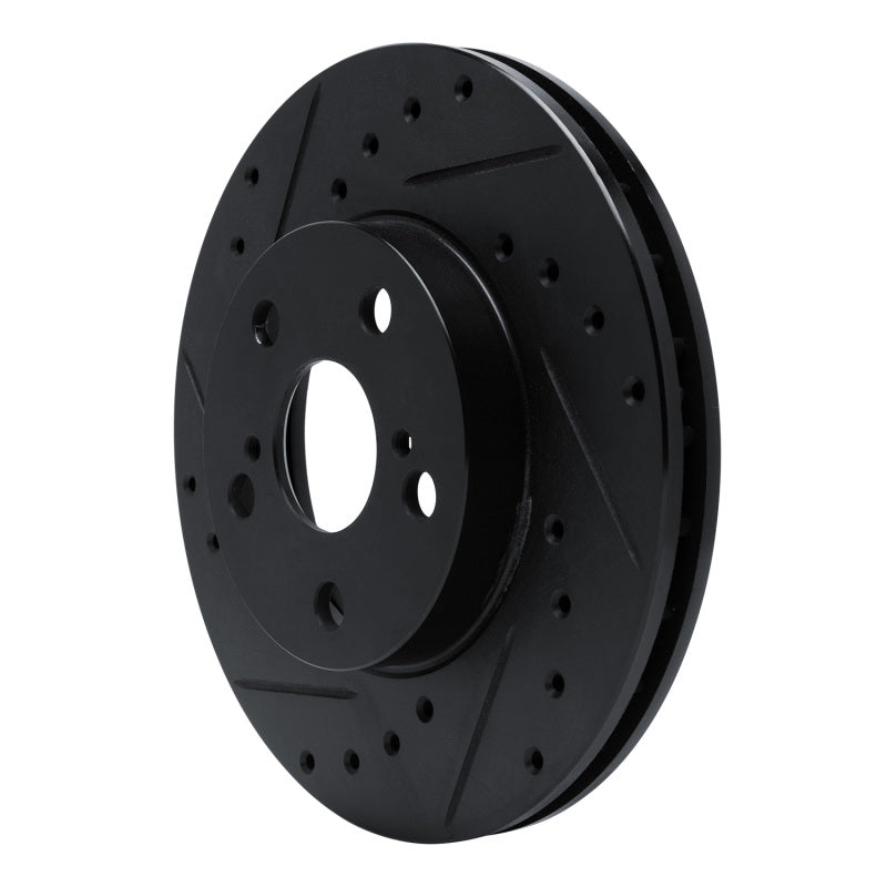 R1 Concepts R1 87-87 Toyota Camry Front Left Drilled & Slotted Black Brake Rotor