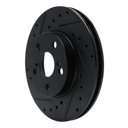 R1 Concepts R1 87-87 Toyota Camry Front Left Drilled & Slotted Black Brake Rotor