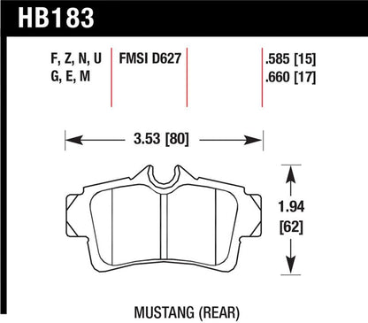 Hawk Performance Hawk 2001-2001 Ford Mustang Bullitt 4.6 HPS 5.0 Rear Brake Pads