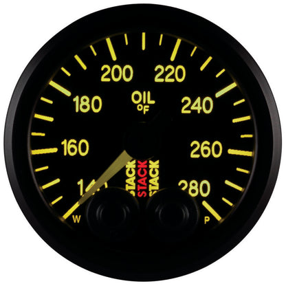 Autometer Stack Instruments 52mm 140-280 Deg F 1/8in NPTF Male Pro Control Oil Temp Gauge - Black