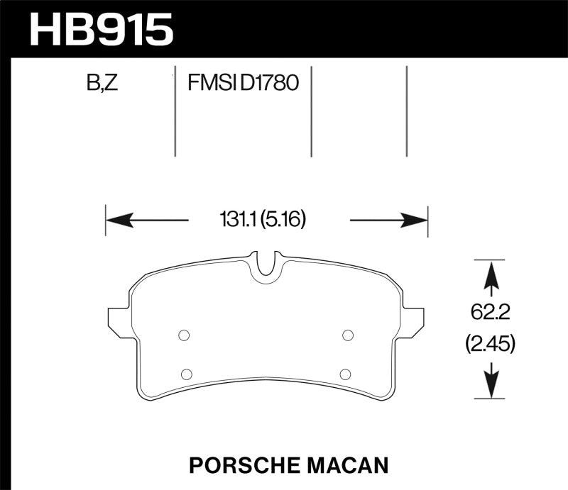 Hawk Performance Hawk 16-18 Porsche Macan HPS 5.0 Street Rear Brake Pads
