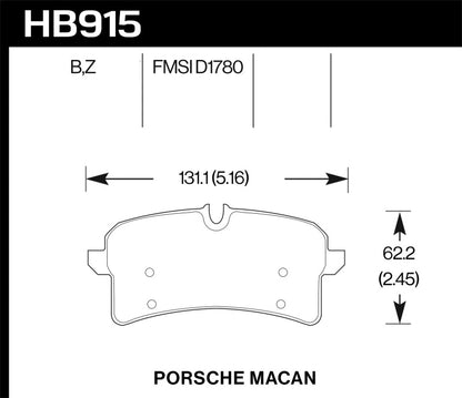 Hawk Performance Hawk 16-18 Porsche Macan HPS 5.0 Street Rear Brake Pads
