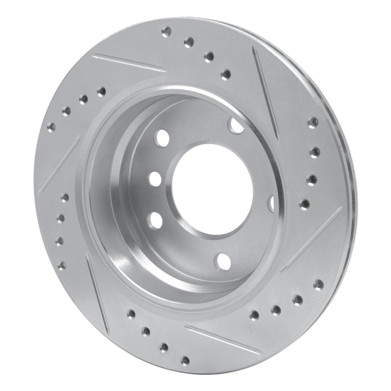 R1 Concepts R1 96-05 BMW 323CI Rear Left Drilled & Slotted Silver Brake Rotor