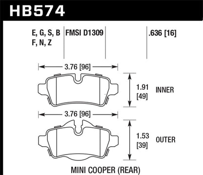 Hawk Performance Hawk 07+ Mini Cooper HPS Street Rear Brake Pads