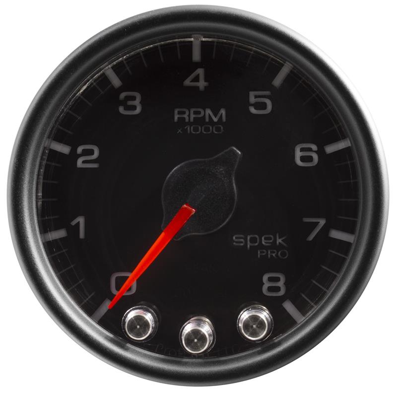 Autometer Spek-Pro Gauge Boost 2 1/16in 100psi Stepper Motor W/Peak & Warn Blk/Blk