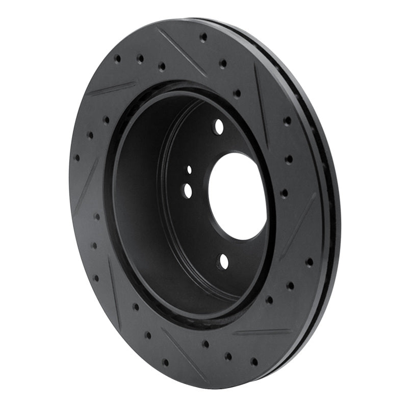 R1 Concepts R1 06-12 Mitsubishi Eclipse Rear Left Drilled & Slotted Black Brake Rotor