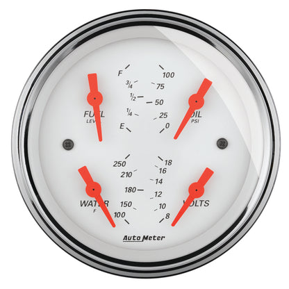 AutoMeter Gauge Quad 3-3/8in. 0 Ohm(e) to 90 Ohm(f)Elec Arctic White