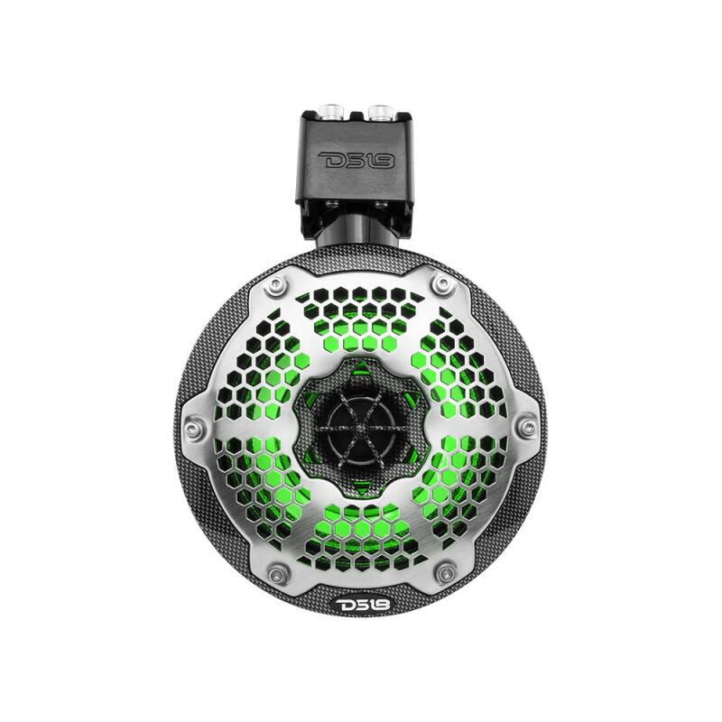 DS18 Marine And Psports With Built In 6.5in 1in Driver 150 Watts RMS RGB LED Lights Black Crbn Fiber