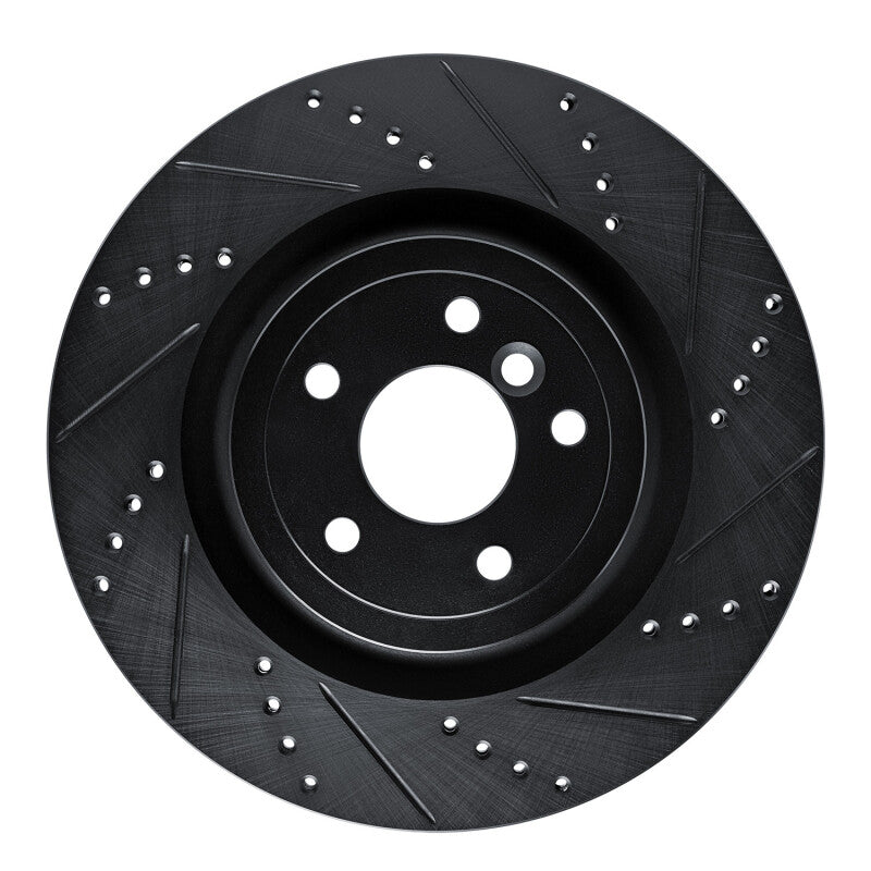 R1 Concepts R1 16-24 Jaguar XF Rear Right Drilled & Slotted Black Brake Rotor