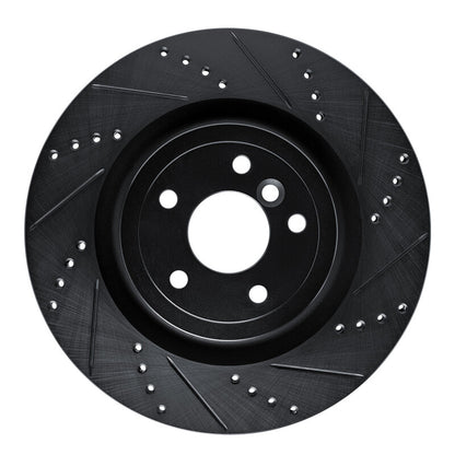 R1 Concepts R1 16-24 Jaguar XF Rear Right Drilled & Slotted Black Brake Rotor