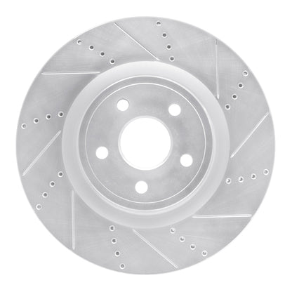 R1 Concepts R1 2012-2025 Dodge Durango Front Right Drilled & Slotted Silver Brake Rotor