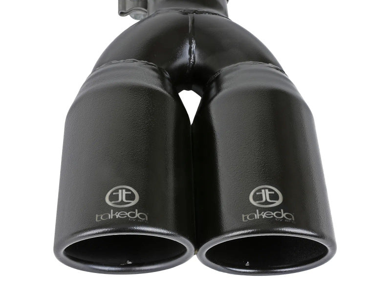 aFe Takeda 304 Stainless Steel Clamp-on Exhaust Tip Black 2-1/2ininlet x 3-1/2in Outlet X 12in L
